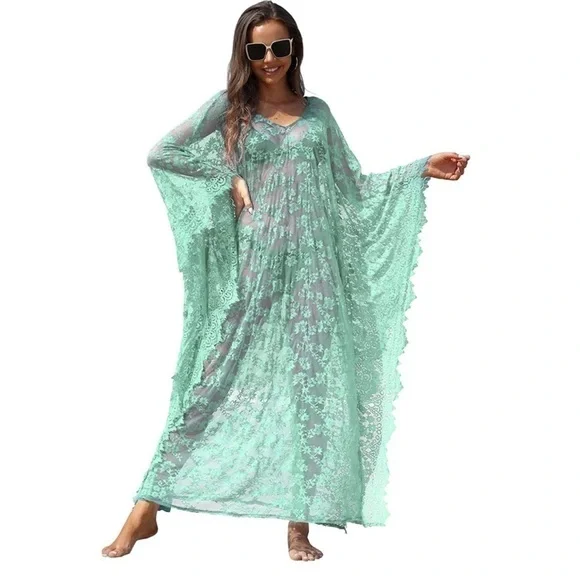 Beach Cover Up Boho Lace Kimono Bikini Robe Swimsuit Bathing Suit Costume Role